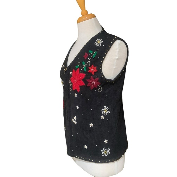 Vintage holiday themed zip up sweater vest - Picture 3 of 6